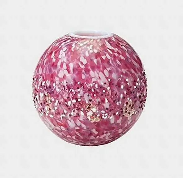 Round pink speckled glass vase